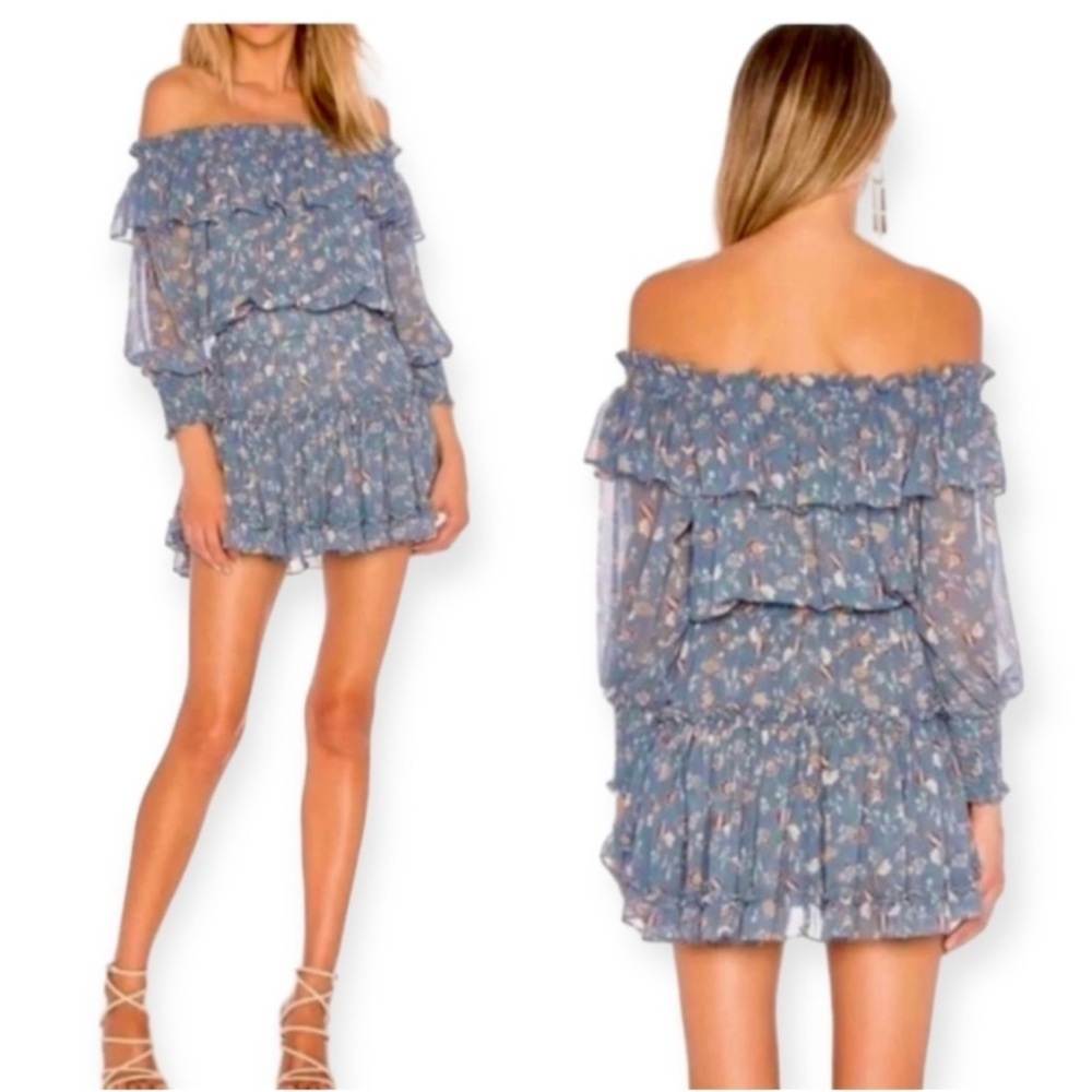 Misa Los Angeles Blue Floral Mini Dress